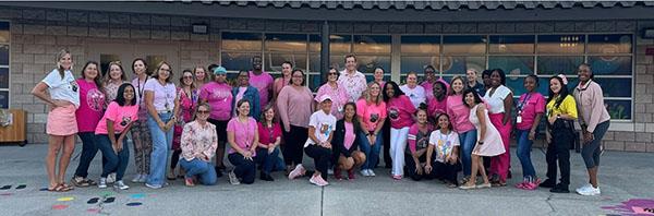 Bay Point Elementary staff wear pink for breast cancer awareness month.